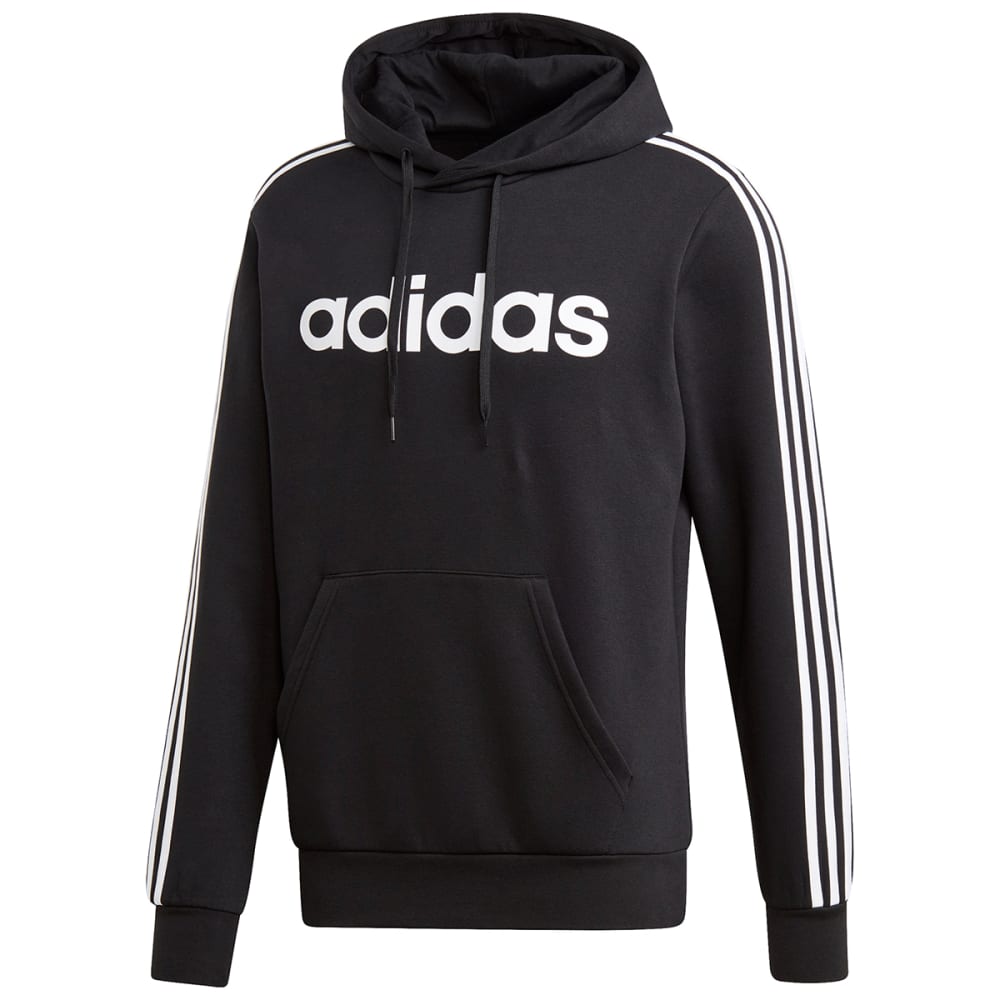 Adidas Men's Essentials 3 Stripe Pullover Hoodie - Black, M