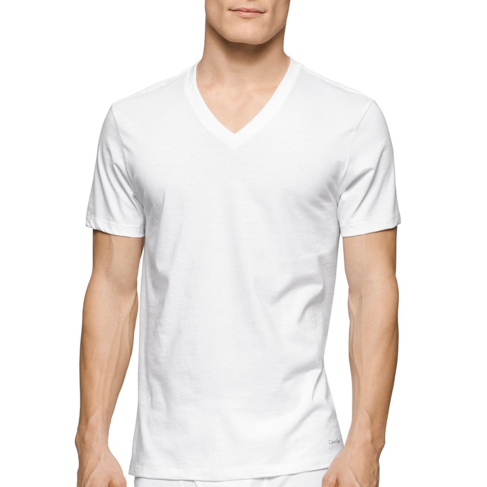 Calvin Klein Men's Stretch Classic V-Neck Short-Sleeve Undershirts, 2-Pack - White, S