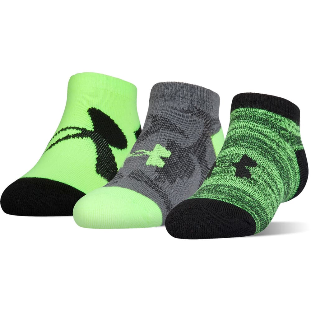 Under Armour Boys' Next Statement No Show Socks, 3 Pack - Green, L