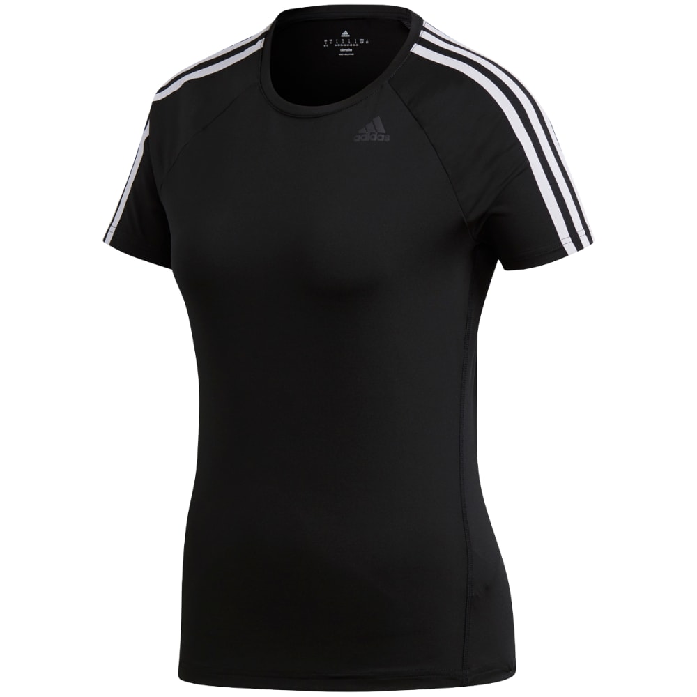 Adidas Women's D2M 3-Stripes Short-Sleeve Tee - Black, S