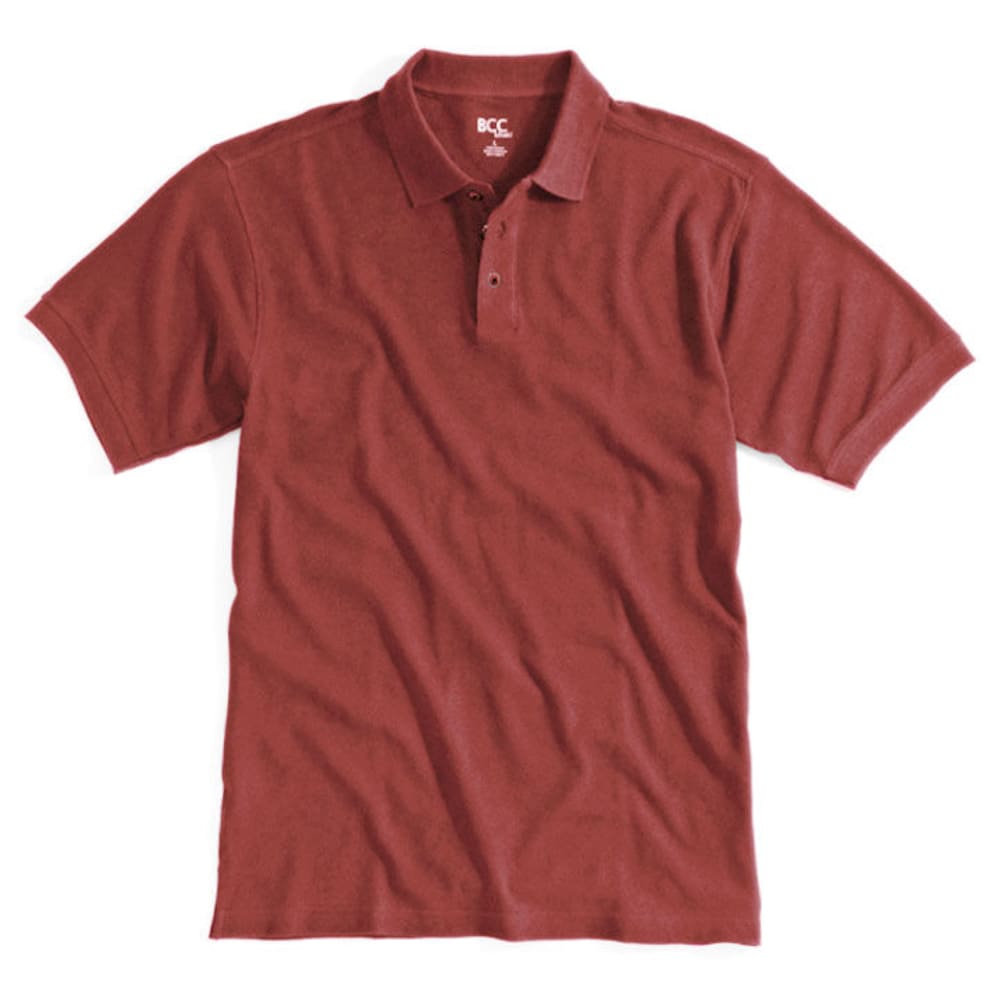 BCC Men's Solid Pique Polo - Red, S