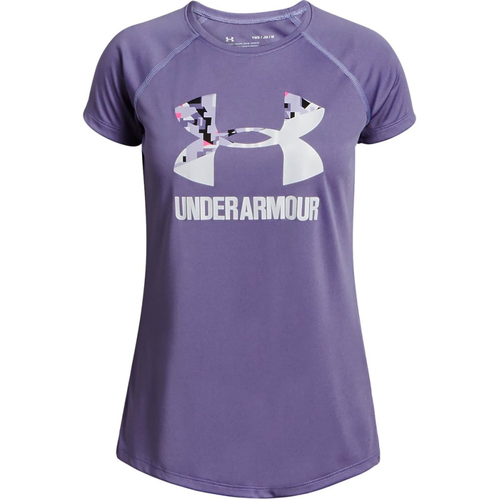 Under Armour Girls' Short-Sleeve Big Logo Tee - Purple, XL