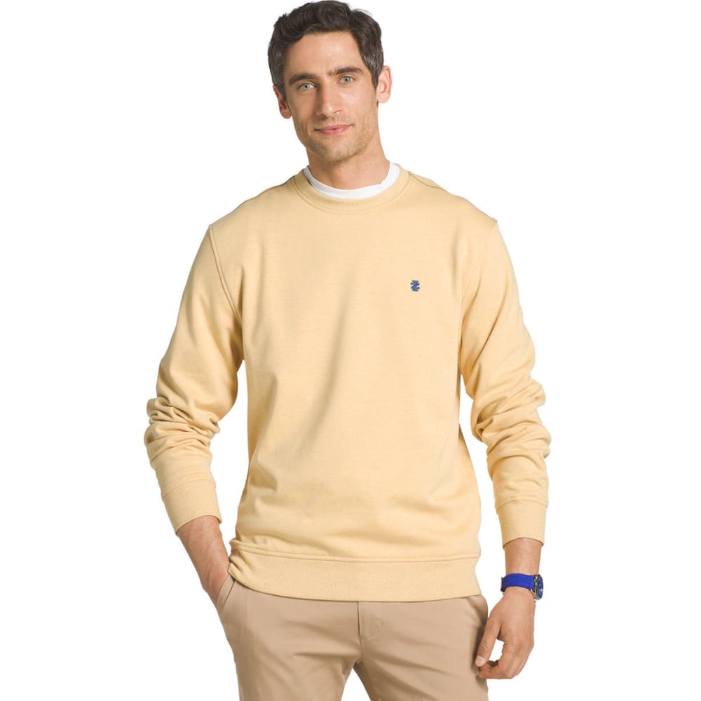 Izod Men's Advantage Solid Sueded Crew Fleece Pullover - Yellow, XL