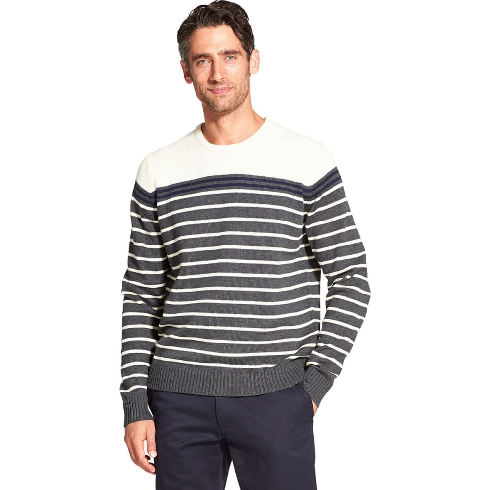 Izod Men's Newport Striped Crewneck Sweater - Black, M