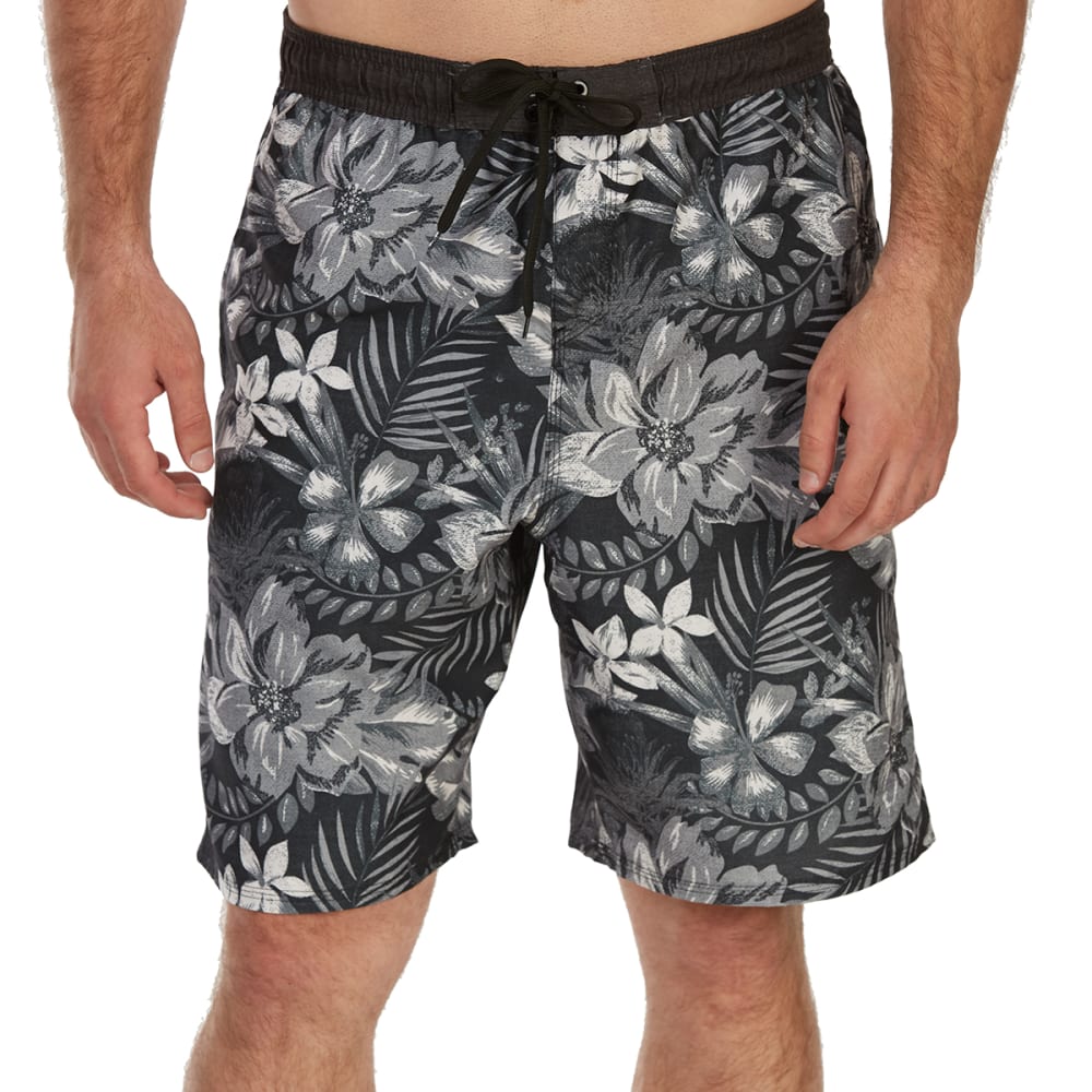 Burnside Guys' All-Over Floral E-Board Shorts - Black, S