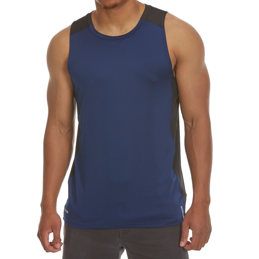 RBX Men's Poly/Spandex Color-Block Tank Top with Contrast Stitching ...