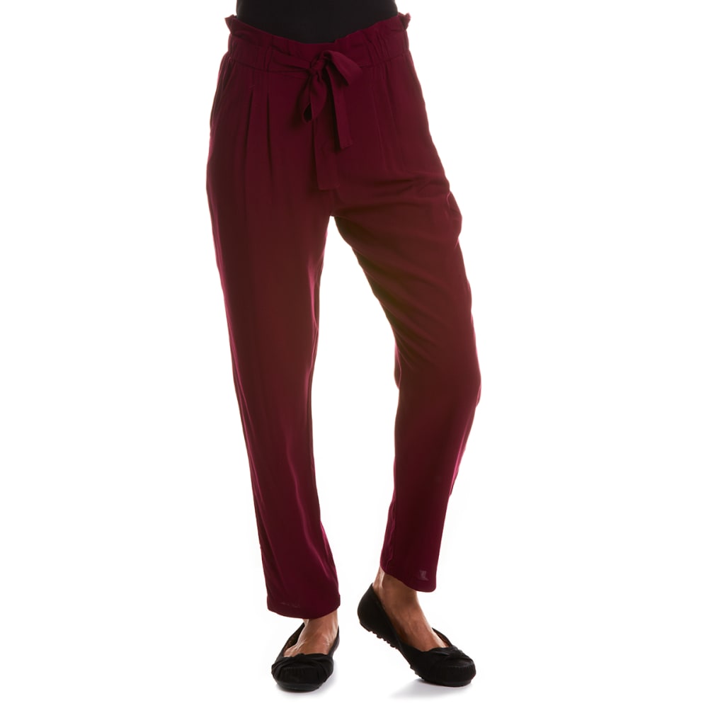Ambiance Juniors' Solid Rayan Challis Pants - Red, S