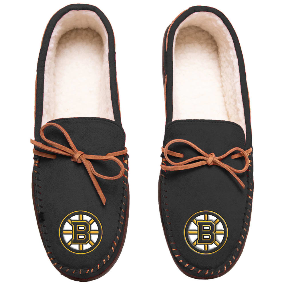 Boston Bruins Team Color Big Logo Moccasin Slippers - Black, M