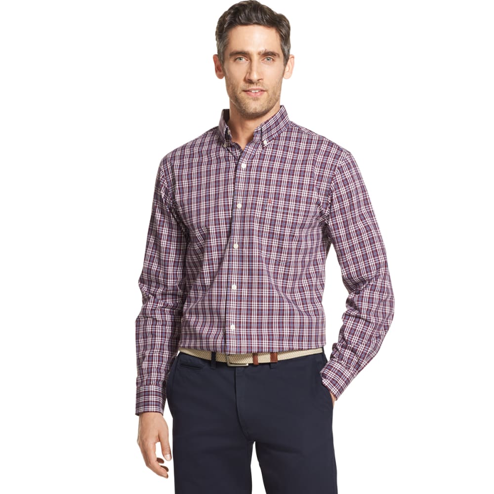 Izod Men's Essential Premium Woven Long-Sleeve Shirt - Purple, M
