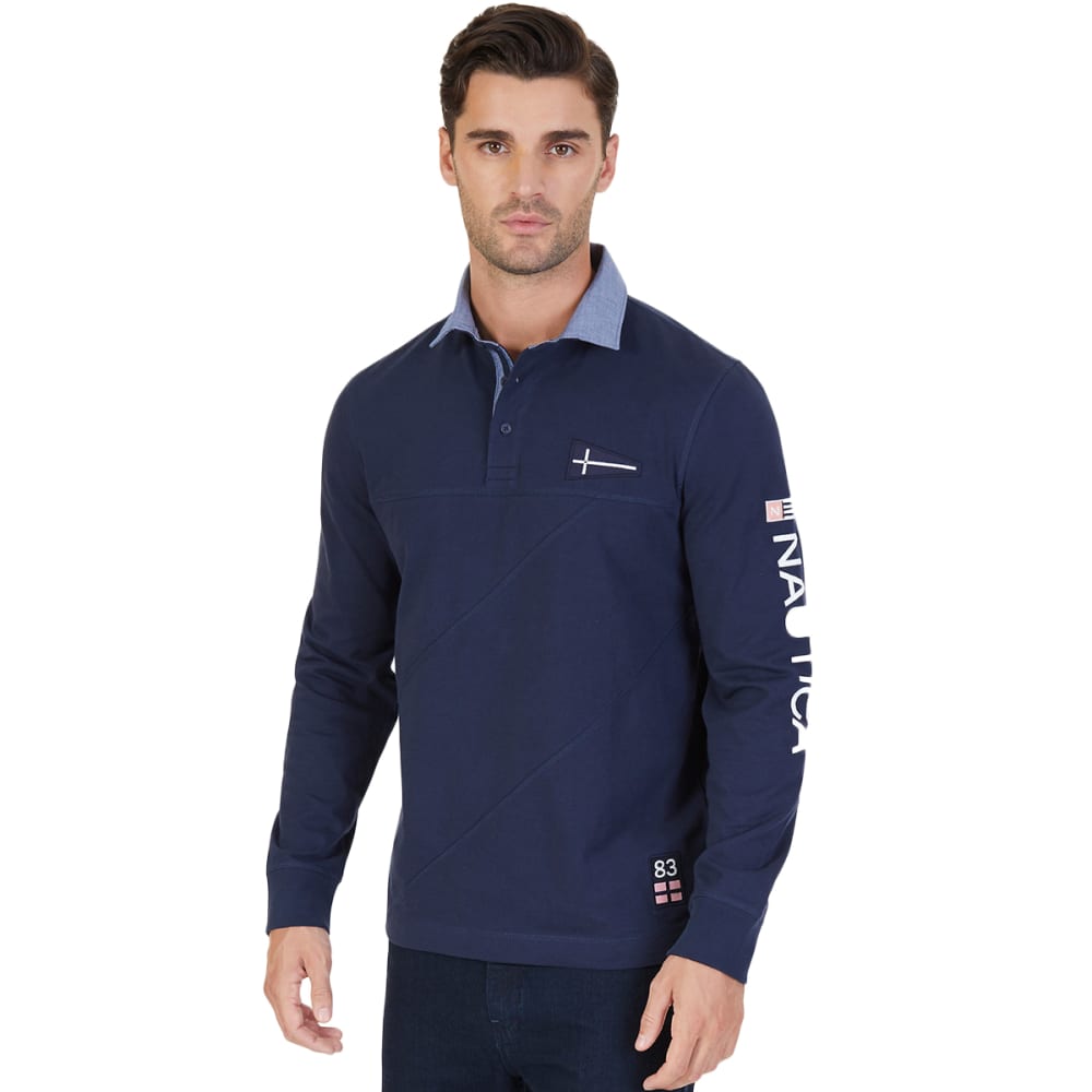 Nautica Men's Slim Fit Rugby Polo Shirt - Blue, XL