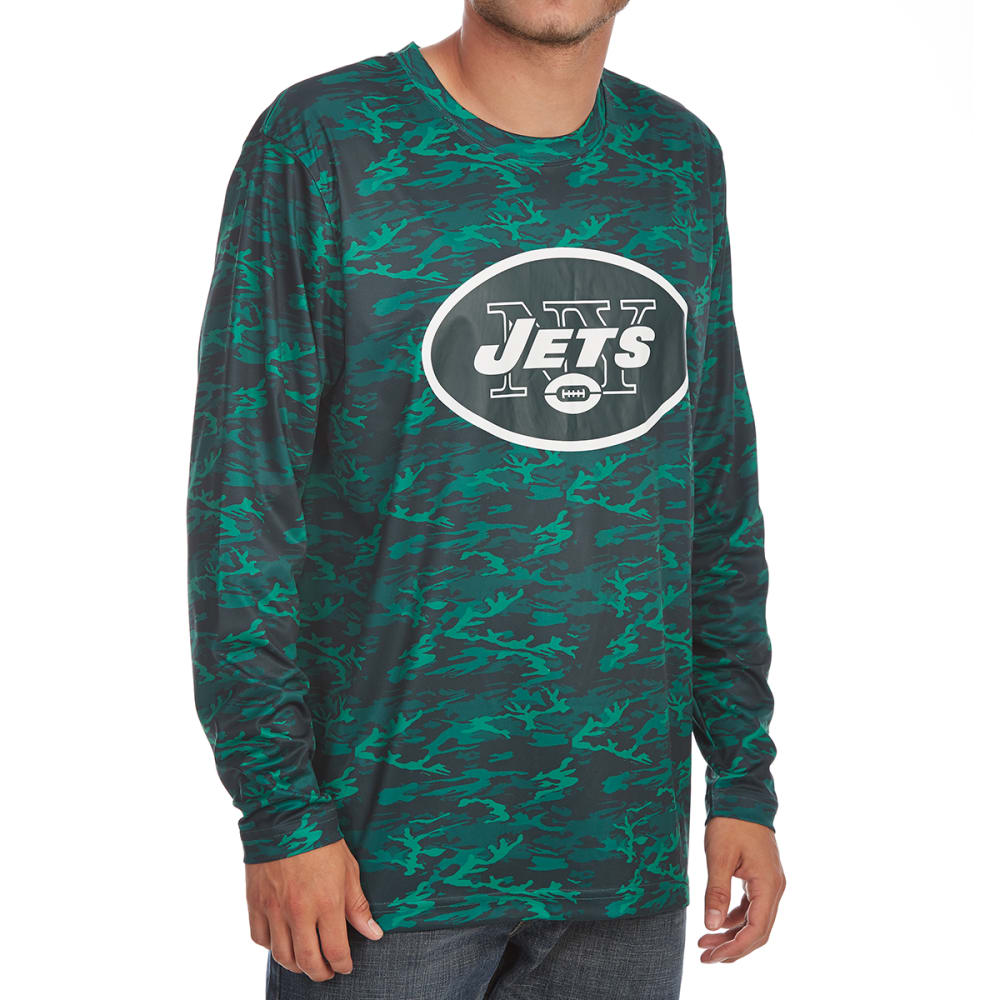 New York Jets Men's Tone-On-Tone Post Poly Long-Sleeve Tee - Green, M