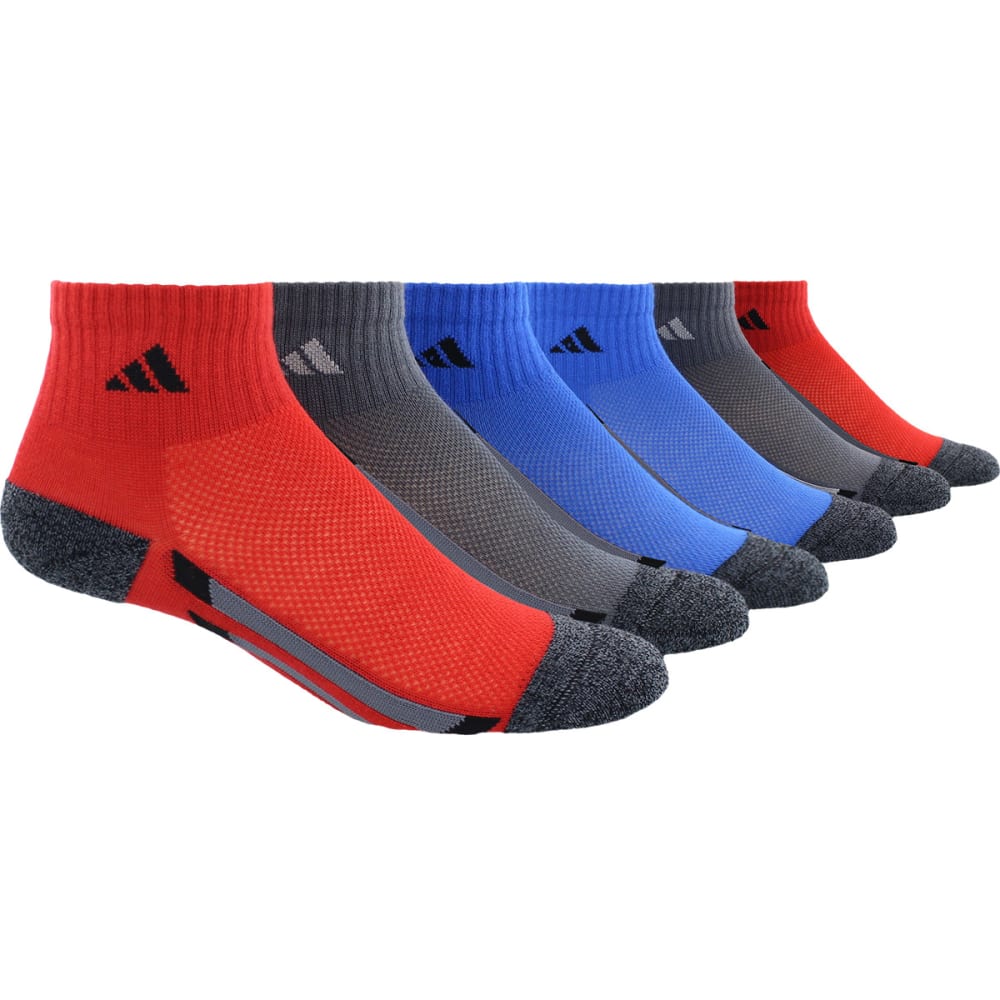 Adidas Boys' Quarter Length Socks, 6 Pack - Red, M