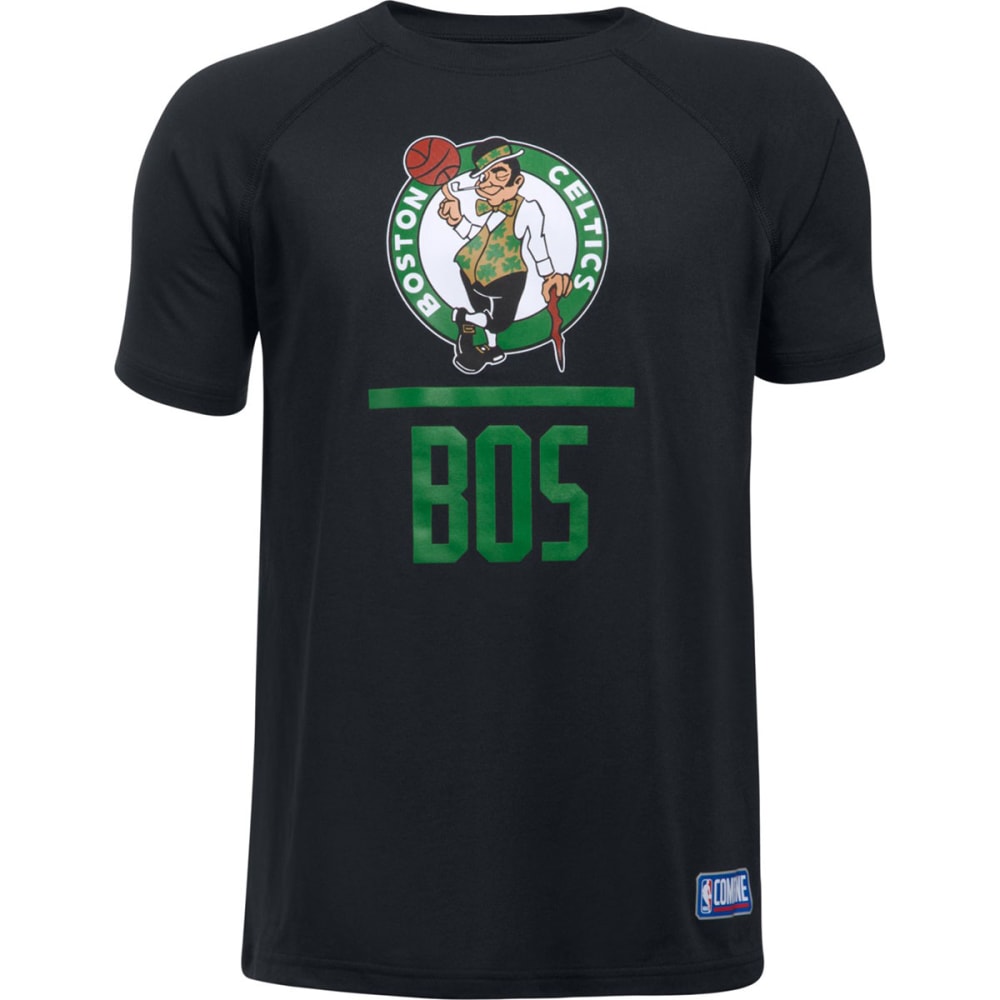 Under Armour Big Boys' Boston Celtics Combine Ua Lockup Short-Sleeve Tee - Black, S