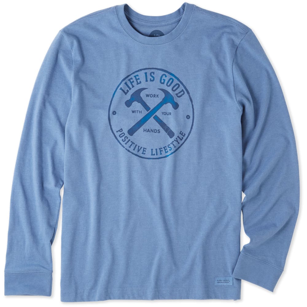Life Is Good Men's Positive Lifestyle Hammers Crusher Long-Sleeve Tee - Blue, M