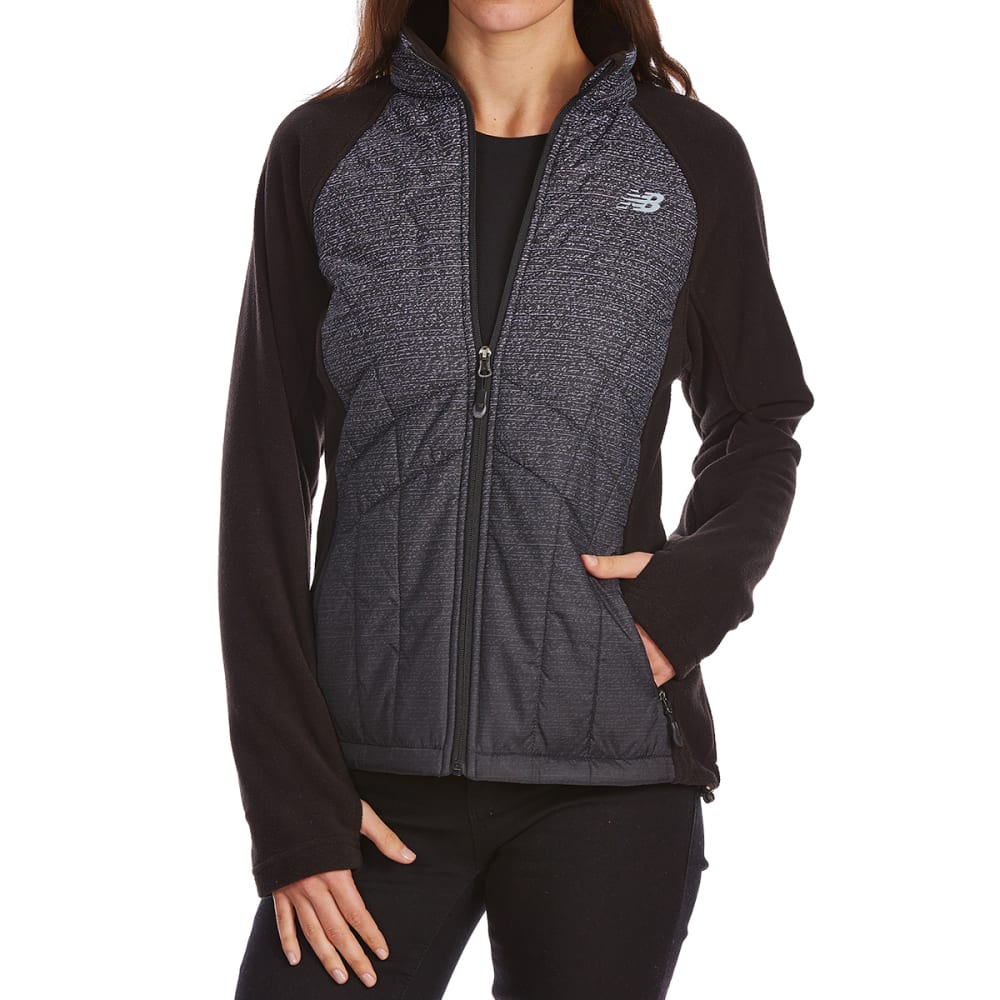 New Balance Women's Fleece Jacket With Ombre Quilted Overlay - Black, S