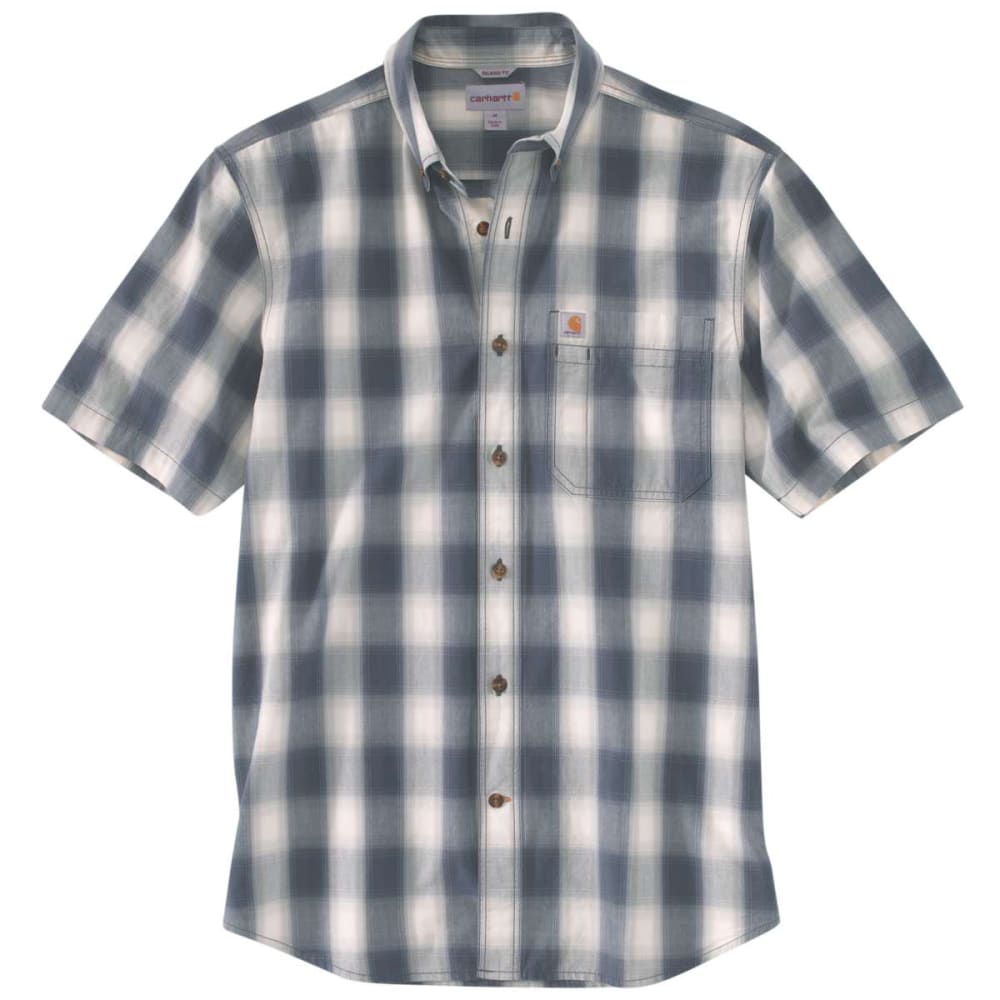 Carhartt Men's Essential Plaid Button Down Short-Sleeve Shirt - Blue, M
