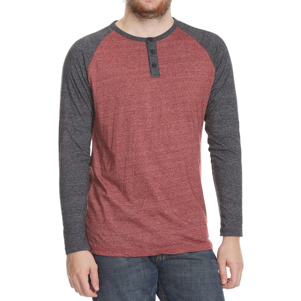 Alpha Beta Guys' Henley Raglan Long-Sleeve Shirt - Red, S