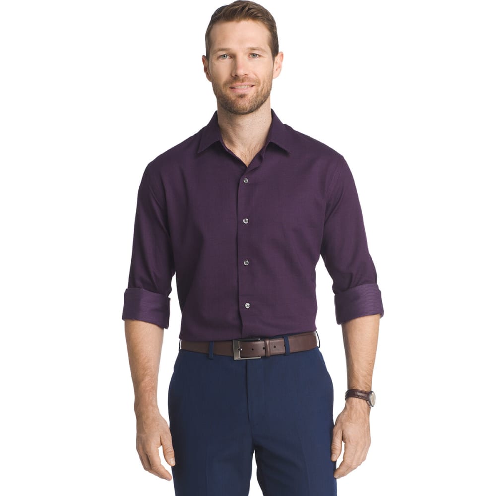 Van Heusen Men's Dobby Woven Long-Sleeve Shirt - Purple, XL