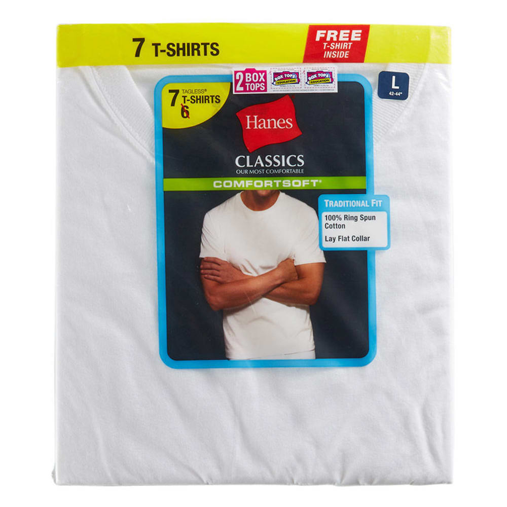 Hanes Classics Men's Crew T-Shirt, 7-Pack - White, S