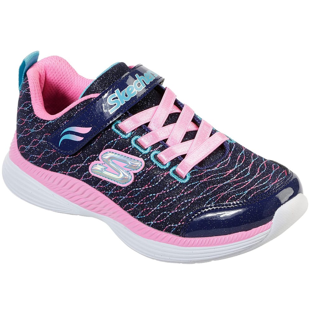 Skechers Little Girls' Move 'n Groove Sparkle Mesh Lace Up Shoes - Blue, 11