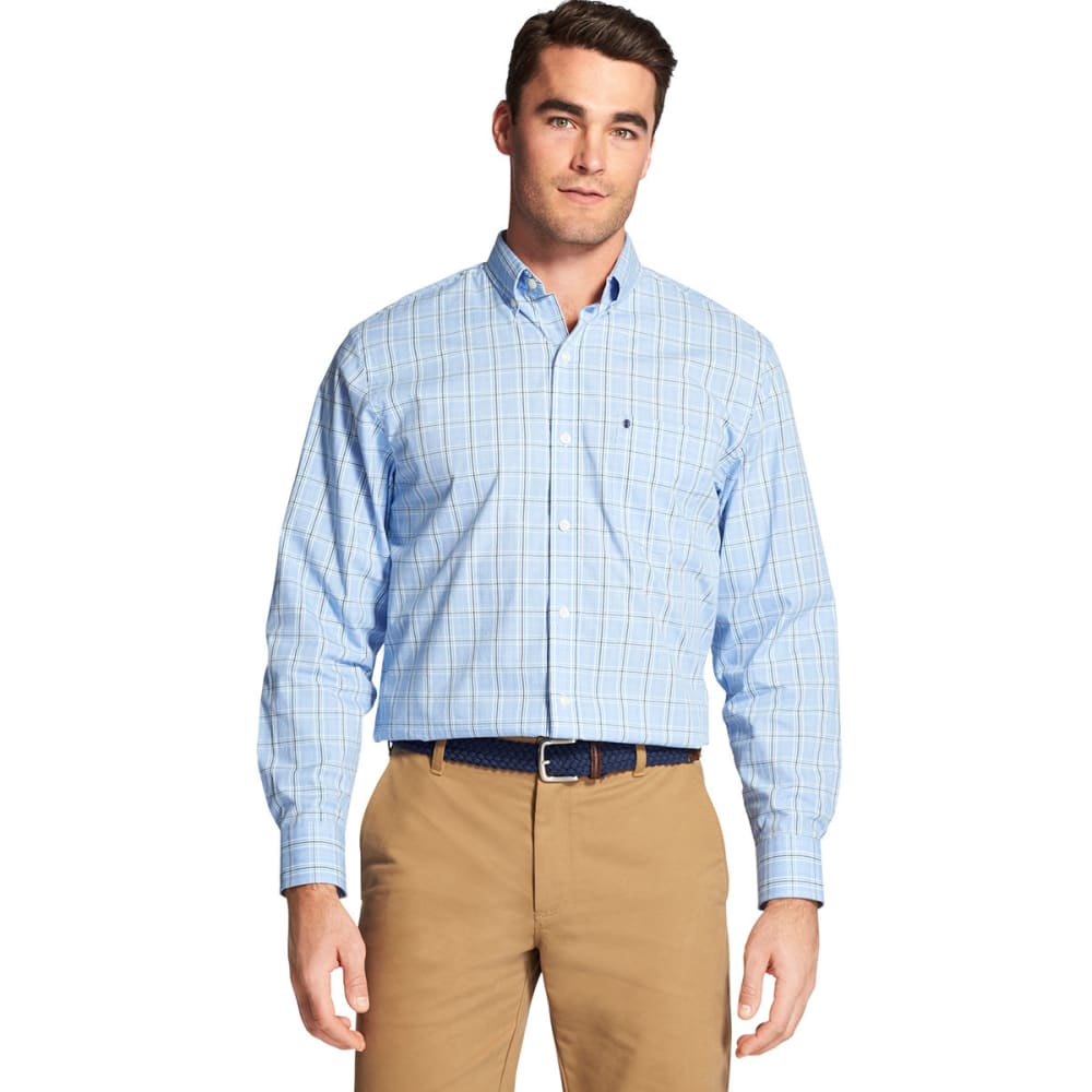 Izod Men's Essential Premium Woven Long-Sleeve Shirt - Blue, M