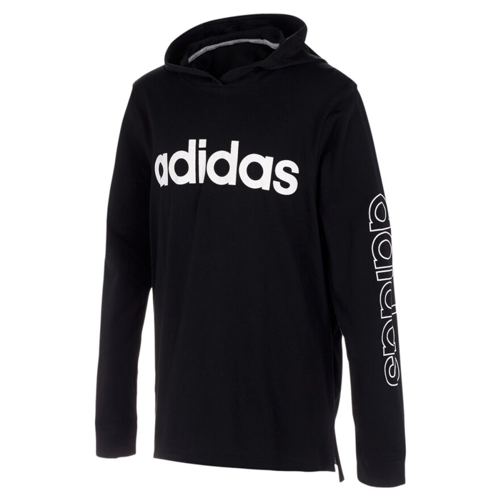 Adidas Toddler Boys' Long-Sleeve Hooded Linear Logo Tee - Black, 4