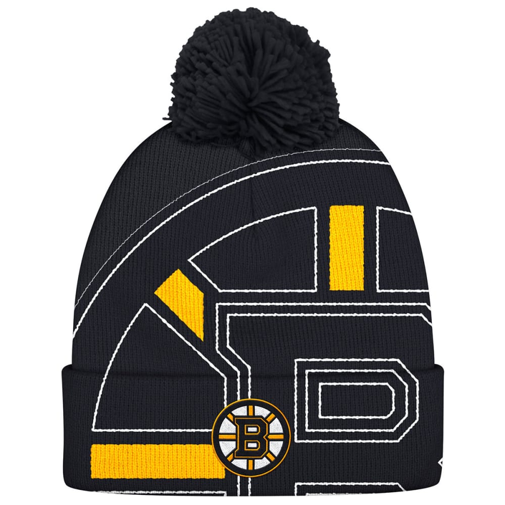 Adidas Men's Boston Bruins Big Logo Cuffed Pom Knit Beanie - Black, ONESIZE