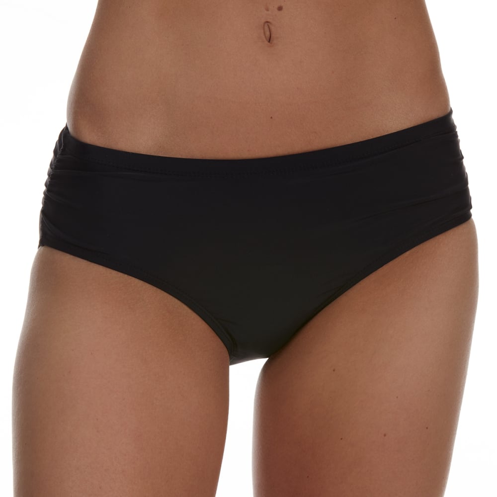 Free Country Women's Swim Side Ruched Bikini Bottoms - Black, L