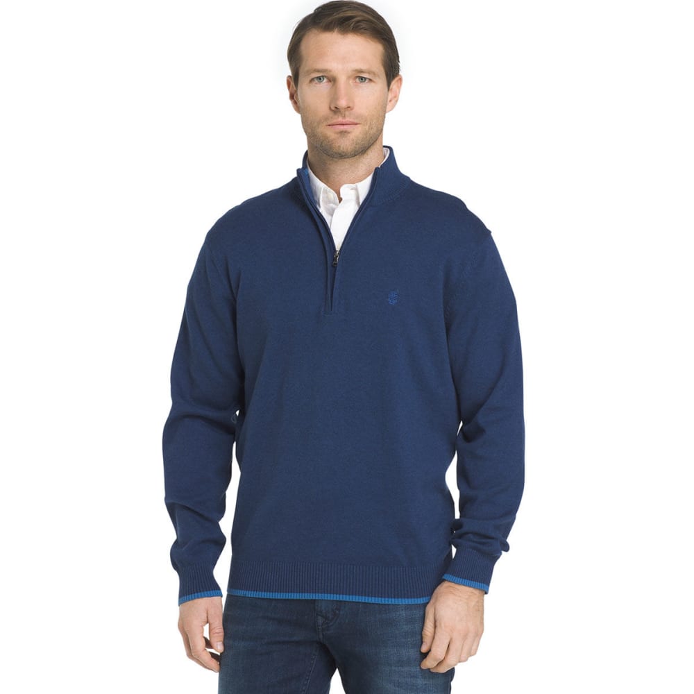 Izod Men's Fine-Gauge 1/4 Zip Long-Sleeve Sweater - Blue, XXL