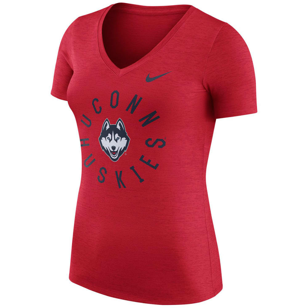 Uconn Women's Nike Dry Touch Heather Short Sleeve Tee - Red, M