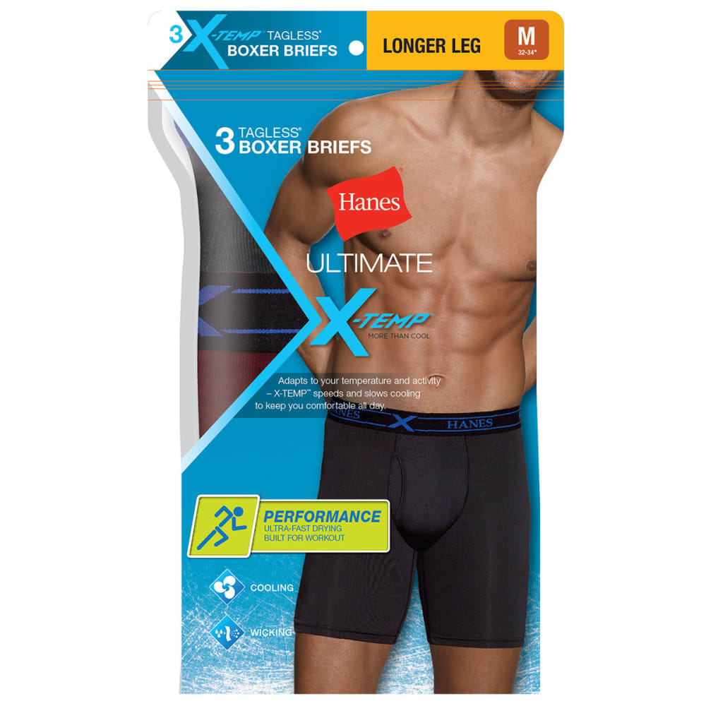 Hanes Men's Ultimate X-Temp Longer Leg Performance Boxer Brief, 3-Pack - Various Patterns, M