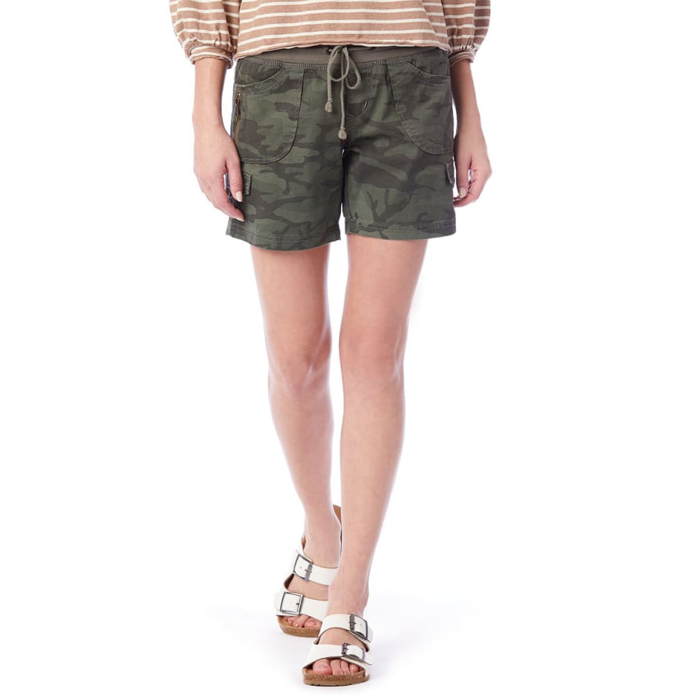 Unionbay Juniors' Christy Camo Convertible Knit-Waist Shorts - Green, XS