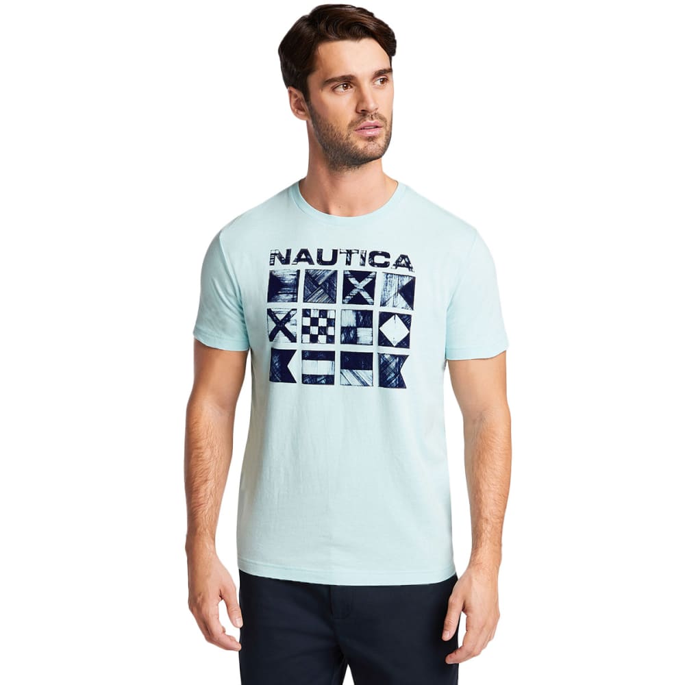Nautica Men's Cross Hatch Flags Short-Sleeve Graphic Tee - Blue, M