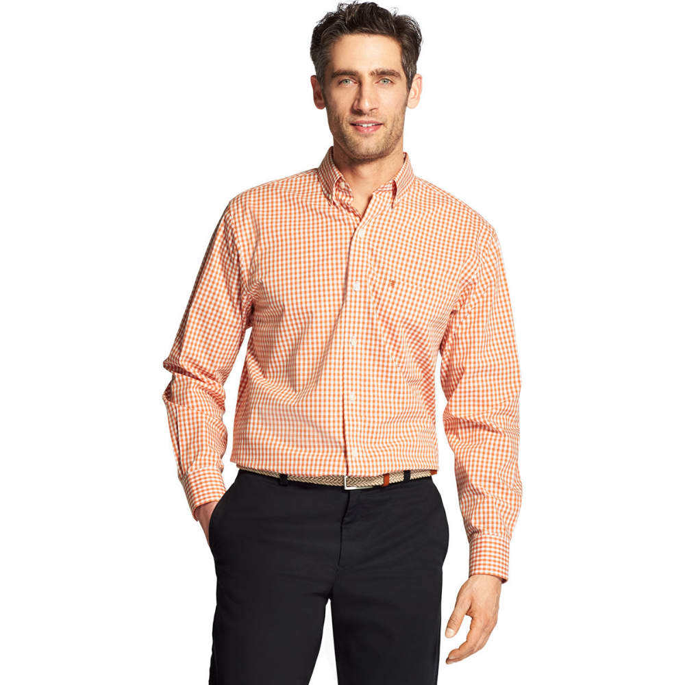 Izod Men's Essential Premium Woven Long-Sleeve Shirt - Orange, L