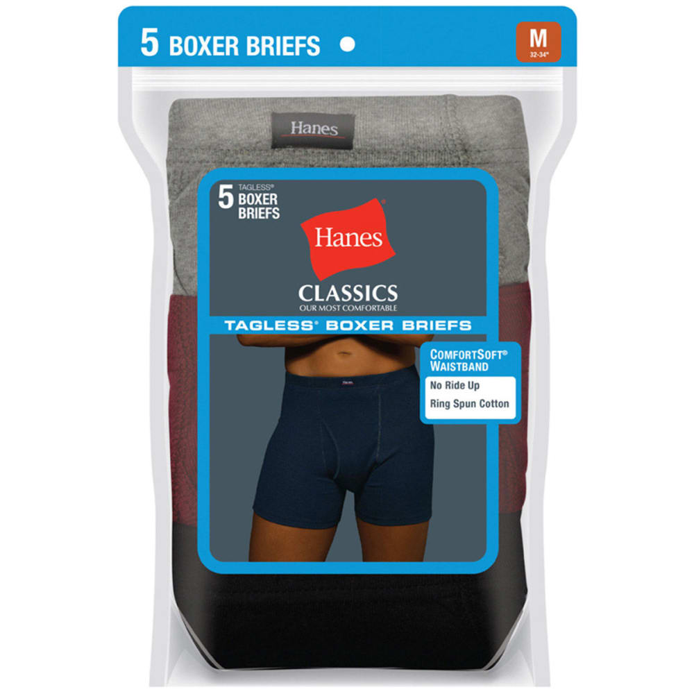 Hanes Men's Classics Tagless Boxer Briefs, 5-Pack - Various Patterns, S