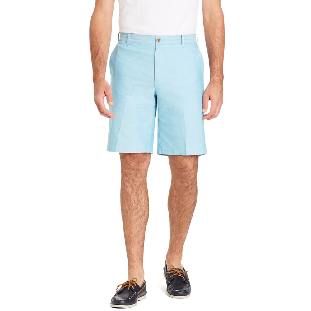 Izod Men's Newport Flat-Front Oxford Shorts - Blue, 30