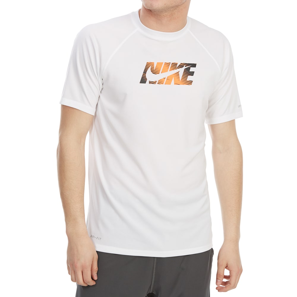 Nike Men's Hydroguard Dri-Fit Swoosh Short-Sleeve Rash Guard - White, M