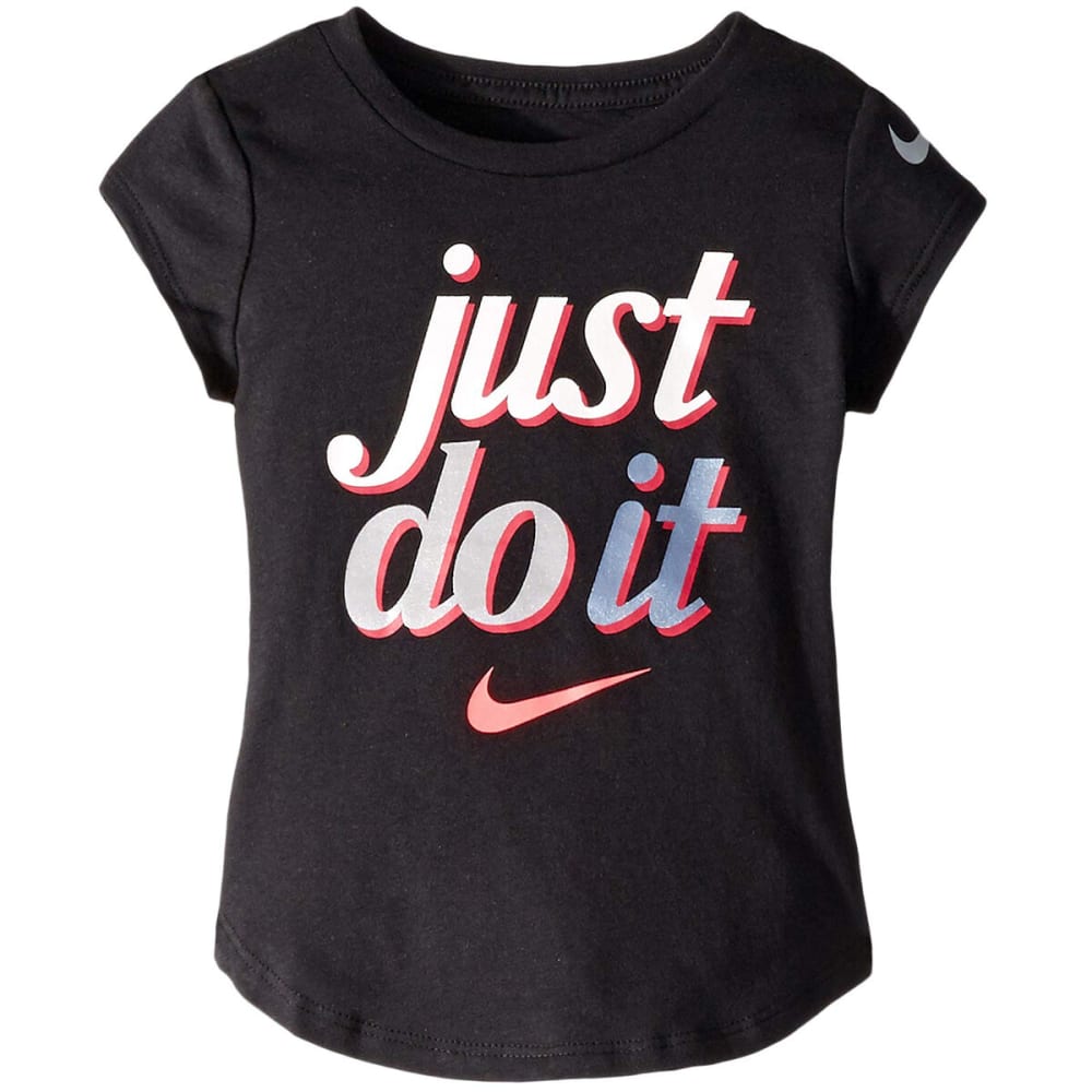 Nike Girl's Short-Sleeve Just Do It Script Tee - Black, 6