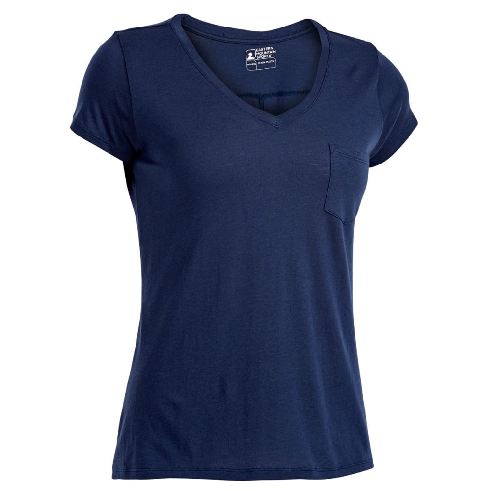 Ems Women's Serenity V-Neck Short-Sleeve Pocket Tee - Blue, XS