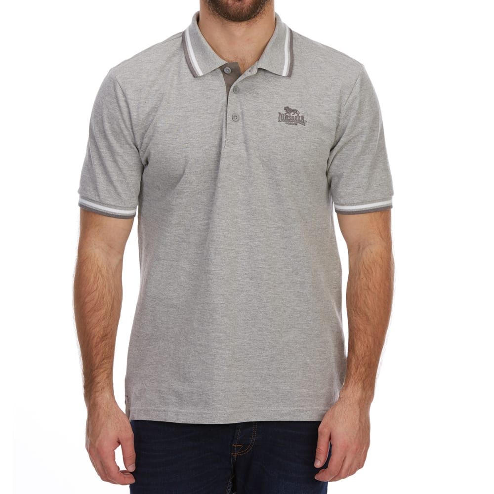 Lonsdale Men's Short-Sleeve Tipped Polo Shirt - Black, 4XL