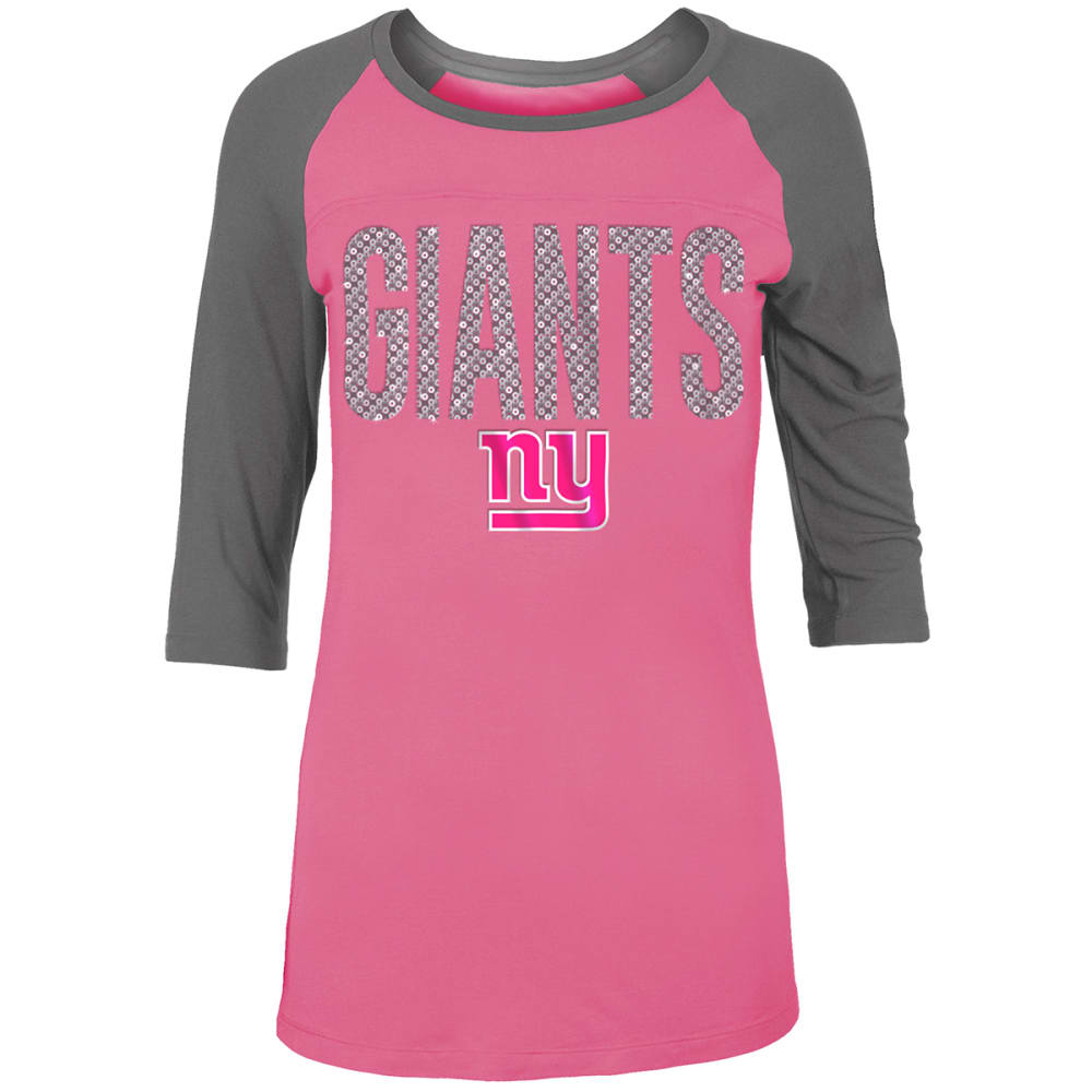 New York Giants Girls' Scoop Neck  3/4 Raglan Sleeve Tee - Red, 6-6X