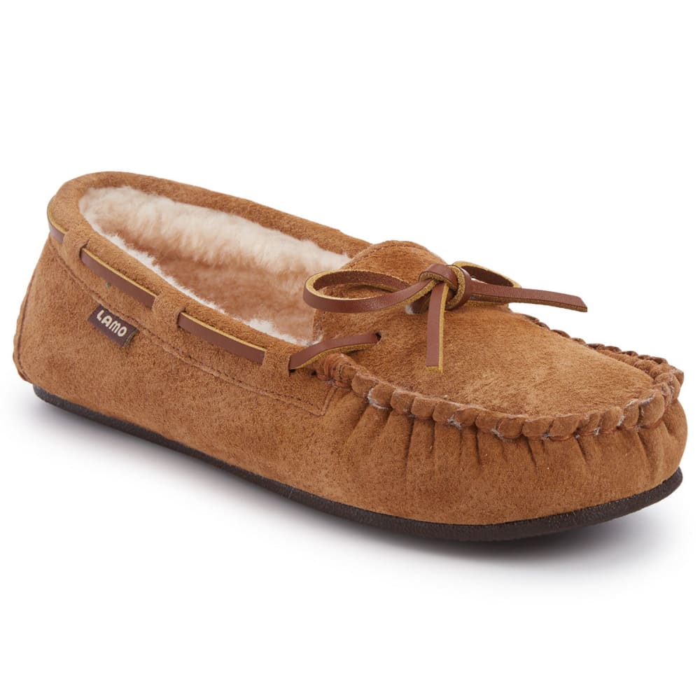 Lamo Girls' Kayla Sherpa Moccasin Slippers, Chestnut - Brown, 1