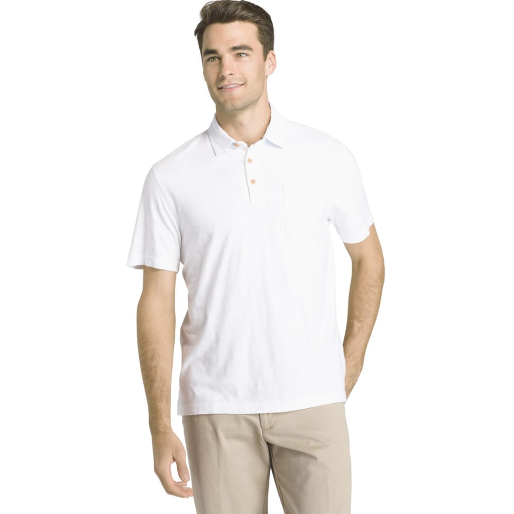 Izod Men's Wellfleet Slub Short-Sleeve Polo Shirt - White, M