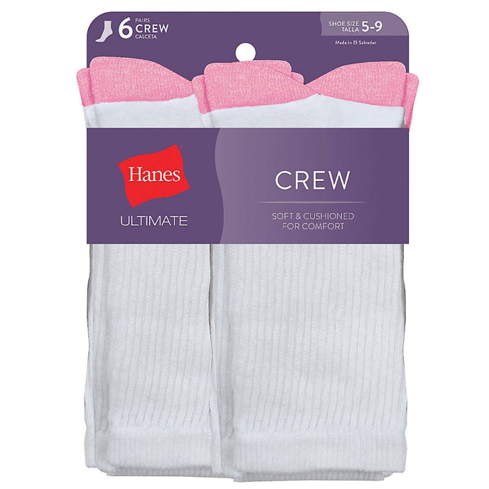 Hanes Women's Ultimate Crew Socks, 6-Pack - Various Patterns, 5-9