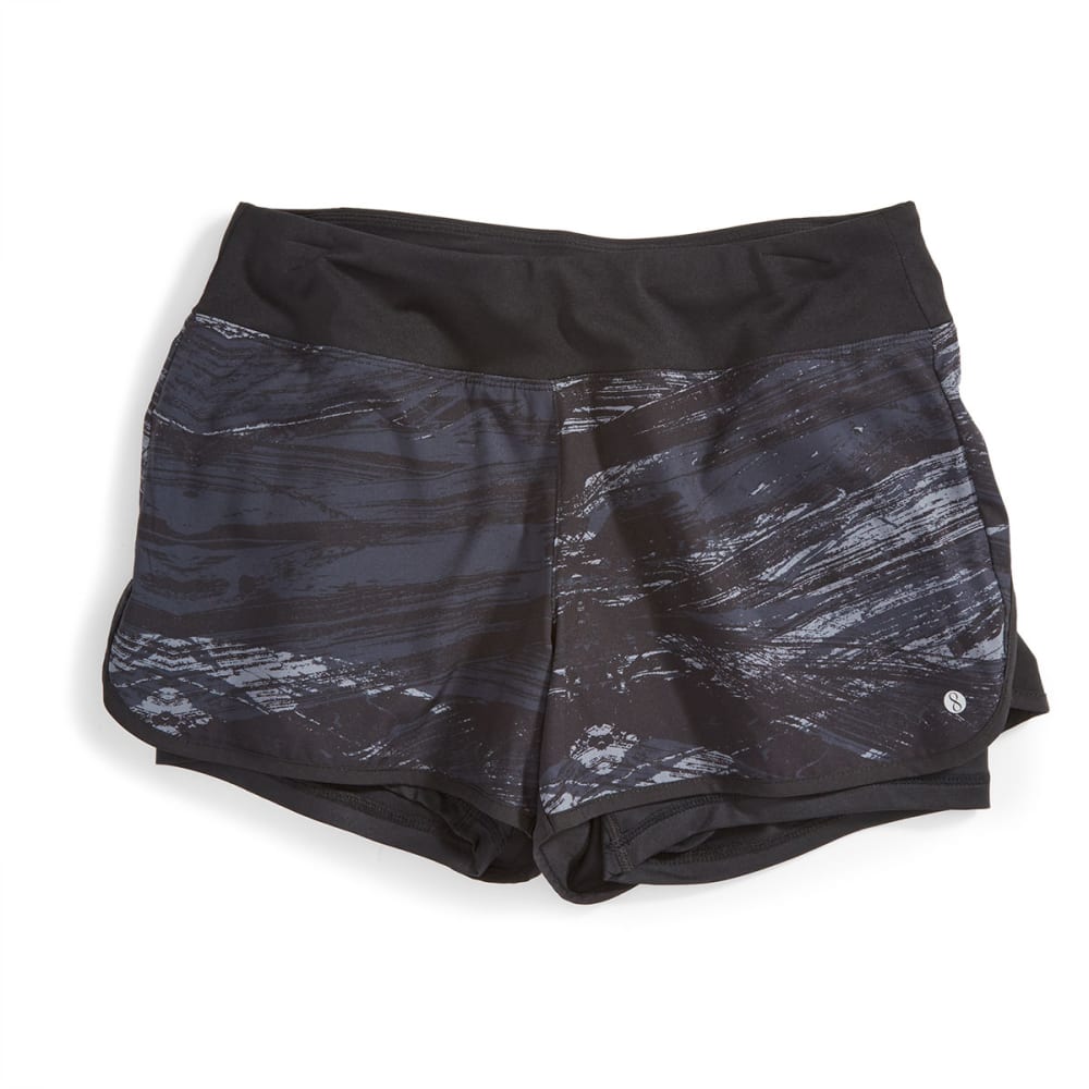 Layer 8 Women's Printed Woven Shorts - Black, M