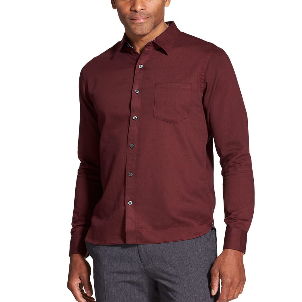 Van Heusen Men's Never Tuck Slim Fit Long-Sleeve Shirt - Red, L