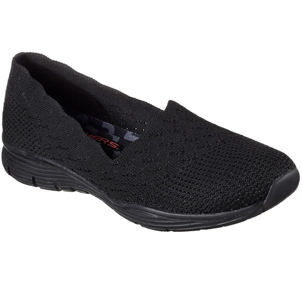Skechers Women's Seager - Stat Casual Slip-On Shoes - Black, 6