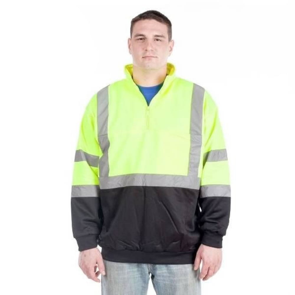 Utility Pro Wear Men's High Visibility 1/4 Zip Sweatshirt - Green, M