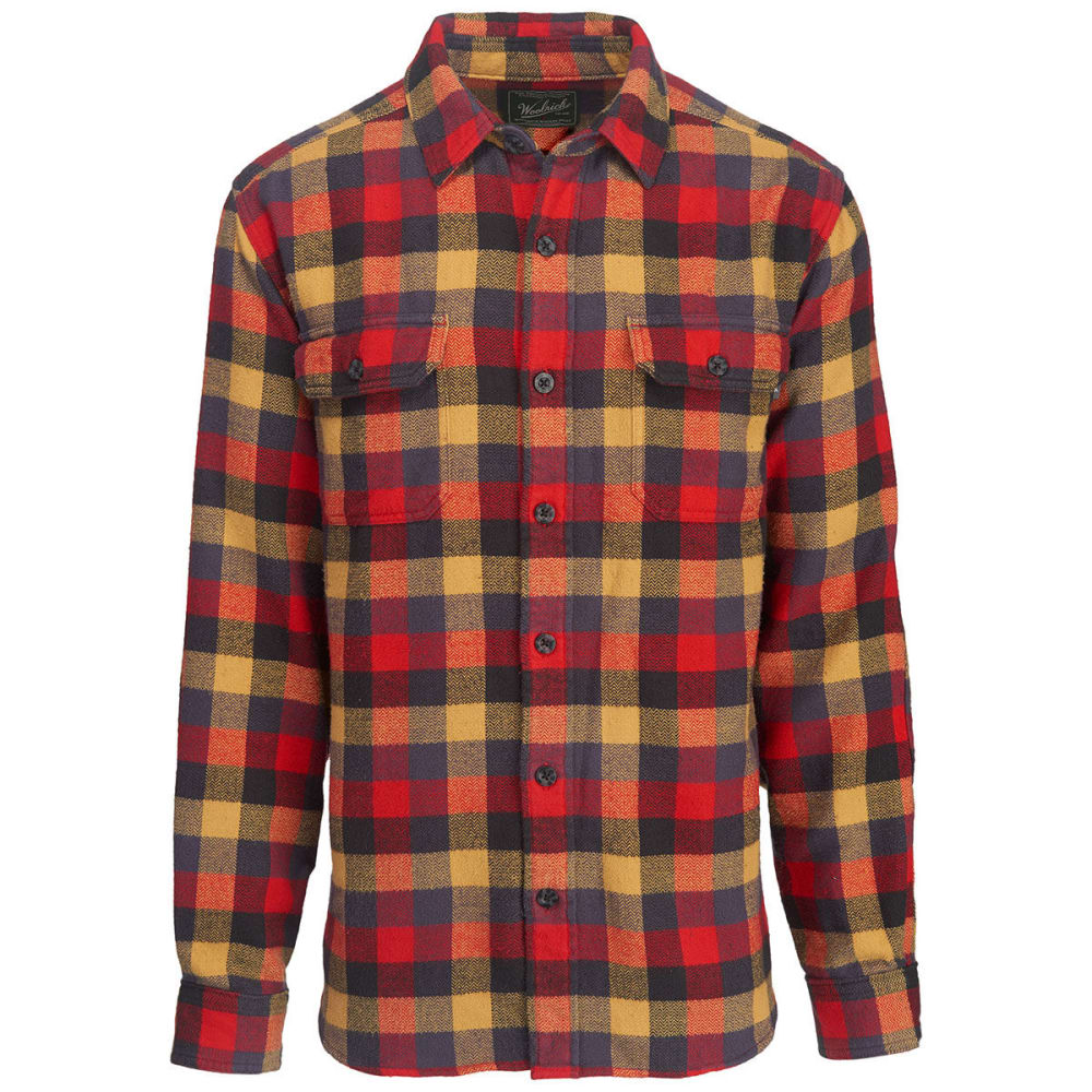 Woolrich Men's Oxbow Bend Plaid Flannel Shirt, Modern Fit - Red, M