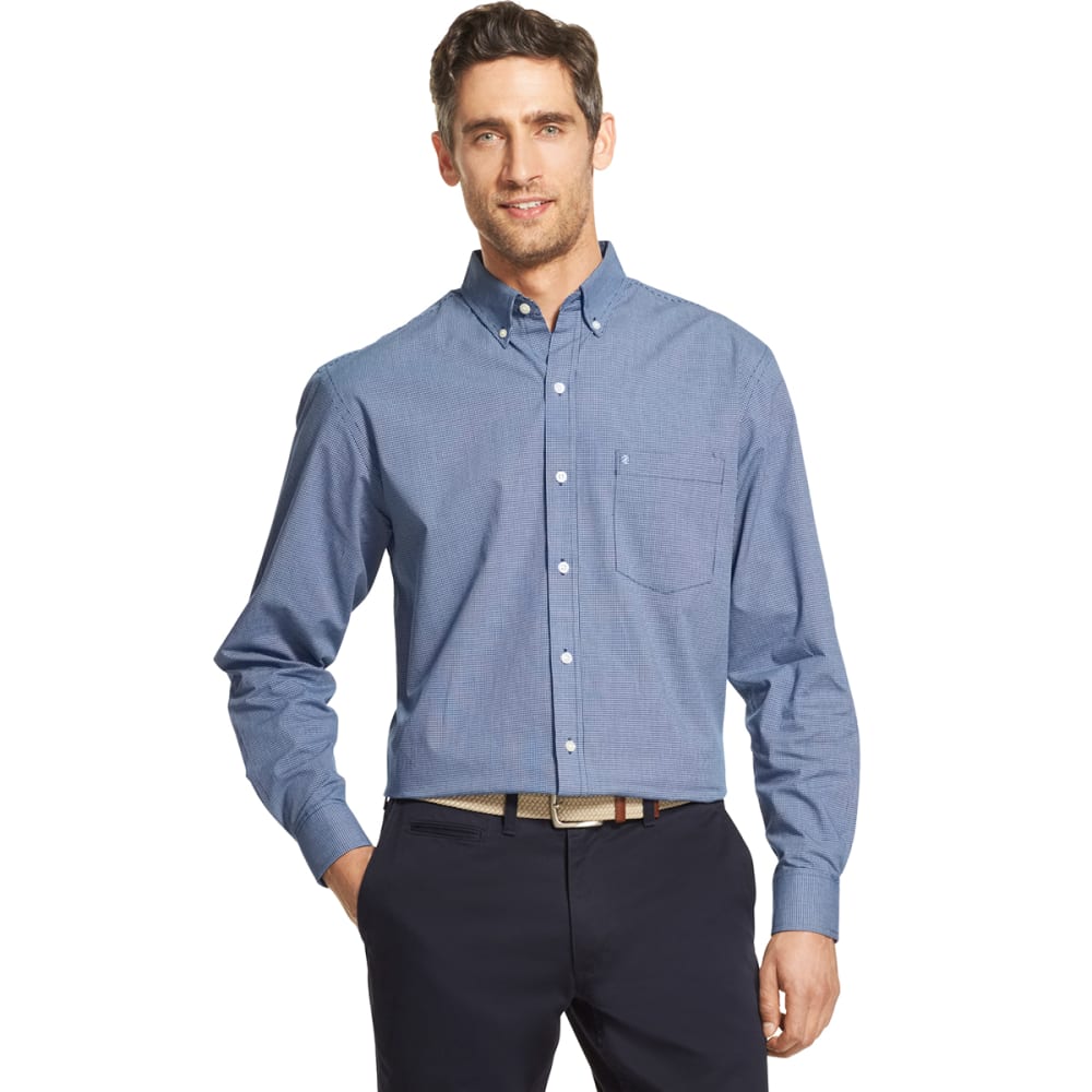 Izod Men's Essential Woven Long-Sleeve Shirt - Blue, M